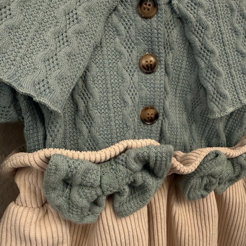Mint Green and Cream Baby Romper - Picture 6 of 6